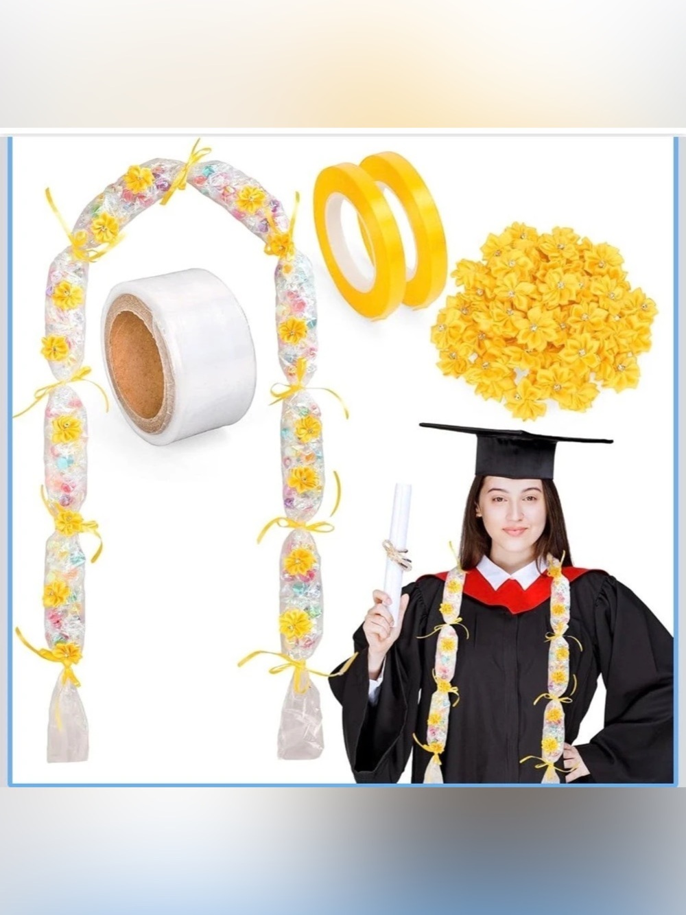 Yellow & White Floral Graduation Lei Garland Set DIY